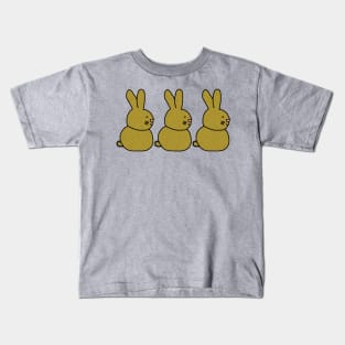 Three Gold Metallic Easter Bunny Rabbits Kids T-Shirt